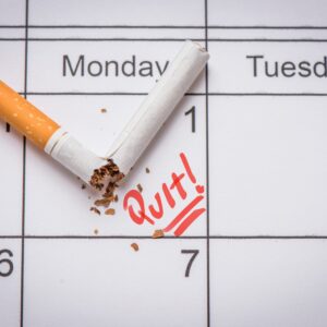 Sigaret uitgedrukt op kalender